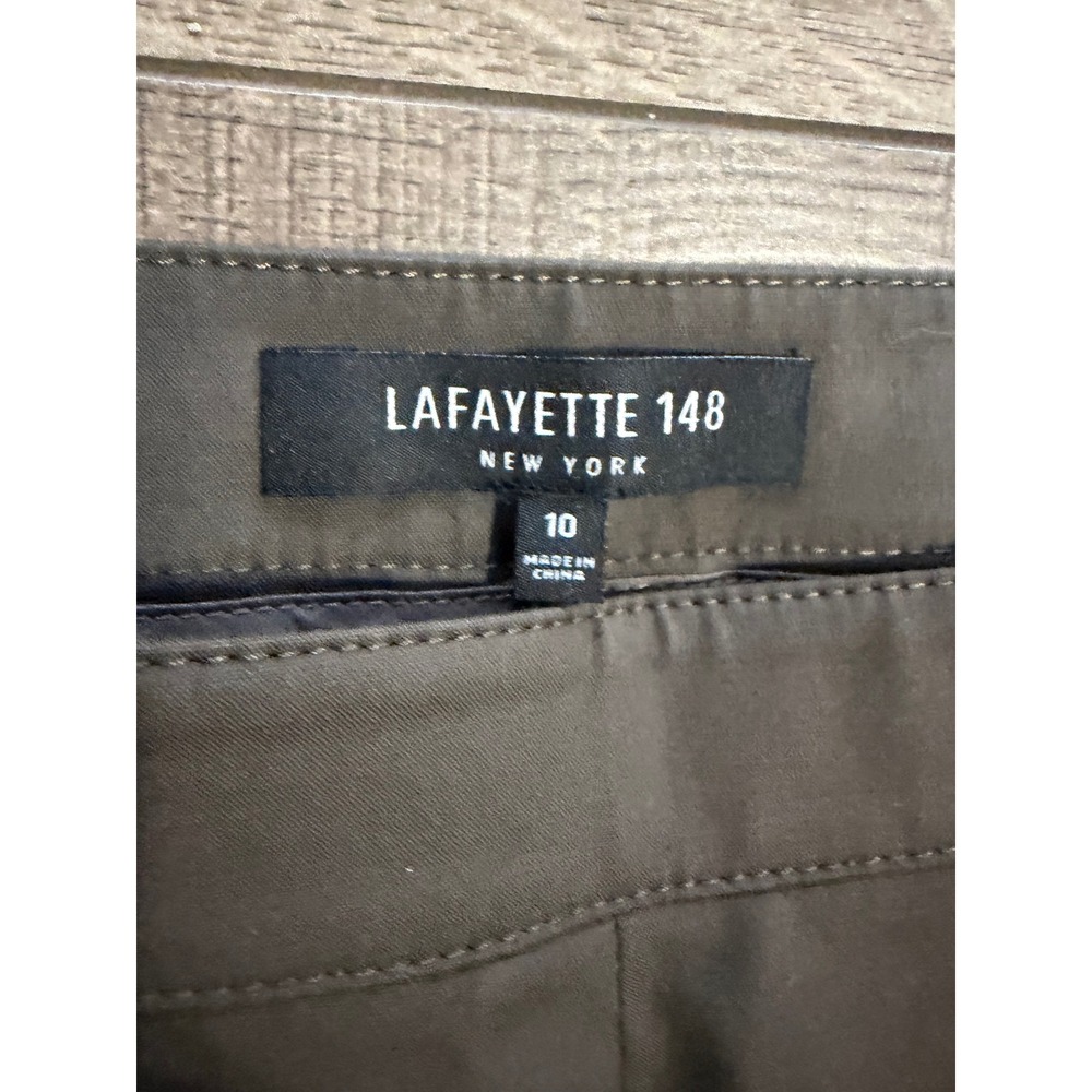 Lafayette 148 New York Women's Brown Flat Front Straight Leg Dress Pants Size 10 - Picture 6 of 6